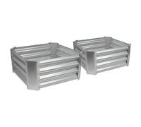 Harbour Housewares Raised Garden Bed - Silver - 60 x 60cm - Square - Pack of 2 - Bottomless Galvanised Steel Planter Box for Growing Outdoor Plants, Vegetables, Flowers and Herbs