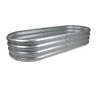 Harbour Housewares Raised Garden Bed - Silver Rounded Bottomless Metal Raised Galvanised Steel Planter Box 180 X 90Cm