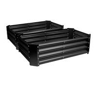Harbour Housewares Raised Garden Bed - Anthracite - 120 x 60cm - Rectangle - Pack of 2 - Bottomless Galvanised Steel Planter Box for Growing Outdoor Plants, Vegetables, Flowers and Herbs