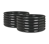Harbour Housewares Raised Garden Bed - Anthracite - 90 x 45cm - 2x - Round - Bottomless Metal Raised Bed Galvanised Steel Planter Box for Growing Outdoor Plants, Vegetables, Flowers and Herbs