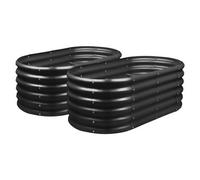 Harbour Housewares Raised Garden Beds - 2X Anthracite Rounded Bottomless Metal Bed Galvanised Steel Planter Box 120 X 60 X 45Cm