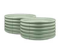 Harbour Housewares Raised Garden Bed - Green - 90 x 45cm - 2x - Round - Bottomless Metal Raised Bed Galvanised Steel Planter Box for Growing Outdoor Plants, Vegetables, Flowers and Herbs