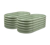 Harbour Housewares Raised Garden Bed - Green - 120 x 60 x 45cm - 2x - Rounded - Bottomless Metal Raised Bed Galvanised Steel Planter Box for Growing Outdoor Plants, Vegetables, Flowers and Herbs