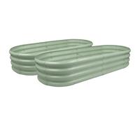 Harbour Housewares Rounded Galvanised Steel Outdoor Raised Garden Beds Planter Large - 180Cm X 90Cm - Green - Pack Of 2