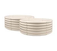 Harbour Housewares Raised Garden Beds - 2X Ivory Round Bottomless Metal Raised Bed Galvanised Steel Planter Box 120 X 45Cm