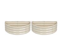 Harbour Housewares Raised Garden Beds - 2X Ivory Semi-Circle Bottomless Galvanised Steel Metal Planter Box 90 X 45Cm