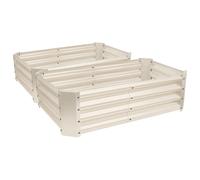 Harbour Housewares Raised Garden Beds - 2x Rectangular Bottomless Galvanised Steel Planter 120 x 60cm in Ivory | Size: 120 x 60 cm Harbour Housewares Ivory 120 x 60 cm