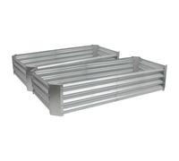 Harbour Housewares Raised Garden Beds - 2x Rectangular Bottomless Galvanised Steel Planter 180 x 90cm in Silver | Size: 180 x 90 cm Harbour Housewares Silver 180 x 90 cm