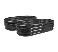 Harbour Housewares Raised Garden Beds - 2x Rounded Bottomless Galvanised Steel Planter 120 x 60cm in Black | Size: 120 x 60 cm Harbour Housewares Black 120 x 60 cm
