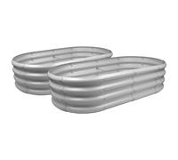 Harbour Housewares Raised Garden Beds - 2x Rounded Bottomless Galvanised Steel Planter 120 x 60cm in Silver | Size: 120 x 60 cm Harbour Housewares Silver 120 x 60 cm