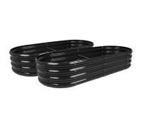 Harbour Housewares Raised Garden Beds - 2x Rounded Bottomless Galvanised Steel Planter 180 x 90cm in Black | Size: 180 x 90 cm Harbour Housewares Black 180 x 90 cm