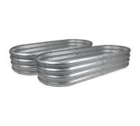 Harbour Housewares Raised Garden Beds - 2x Rounded Bottomless Galvanised Steel Planter 180 x 90cm in Silver | Size: 180 x 90 cm Harbour Housewares Silver 180 x 90 cm