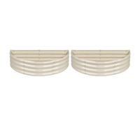 Harbour Housewares Raised Garden Beds - 2x Semi-Circle Bottomless Galvanised Steel Planter 120 x 60cm in Ivory | Size: 120 x 60 cm Harbour Housewares Ivory 120 x 60 cm