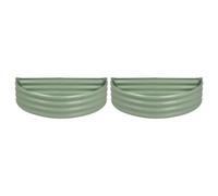 Harbour Housewares Raised Garden Beds - 2x Semi-Circle Bottomless Galvanised Steel Planter 120 x 60cm in Green | Size: 120 x 60 cm Harbour Housewares Green 120 x 60 cm