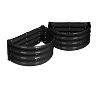 Harbour Housewares Raised Garden Beds - 2x Semi-Circle Bottomless Galvanised Steel Planter 60 x 30cm in Black | Size: 60 x 30 cm Harbour Housewares Black 60 x 30 cm