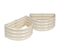 Harbour Housewares Raised Garden Beds - 2x Semi-Circle Bottomless Galvanised Steel Planter 60 x 30cm in Ivory | Size: 60 x 30 cm Harbour Housewares Ivory 60 x 30 cm