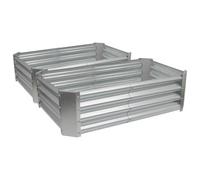 Harbour Housewares Raised Garden Beds - 2X Silver Rectangular Bottomless Metal Raised Galvanised Steel Planter Box 120 X 60Cm