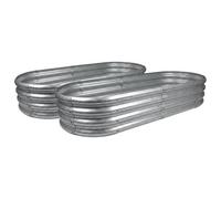 Harbour Housewares Raised Garden Bed - Silver - 180 x 90cm - Rounded - Pack of 2 - Bottomless Galvanised Steel Planter Box for Growing Outdoor Plants, Vegetables, Flowers and Herbs