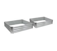 Harbour Housewares Raised Garden Bed - Silver - 120 x 120cm - Square - Pack of 2 - Bottomless Galvanised Steel Planter Box for Growing Outdoor Plants, Vegetables, Flowers and Herbs