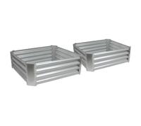 Harbour Housewares Raised Garden Beds - 2X Silver Square Bottomless Metal Raised Bed Galvanised Steel Planter Box 90 X 90Cm