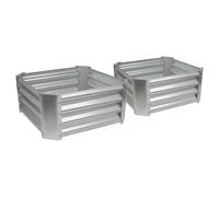 Harbour Housewares Raised Garden Beds - 2x Square Bottomless Galvanised Steel Planter 60 x 60cm in Silver | Size: 60 x 60 cm Harbour Housewares Silver 60 x 60 cm