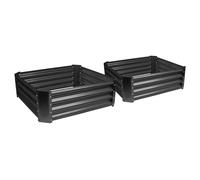 Harbour Housewares Raised Garden Beds - 2x Square Bottomless Galvanised Steel Planter 90 x 90cm in Black | Size: 90 x 90 cm Harbour Housewares Black 90 x 90 cm