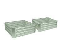 Harbour Housewares Raised Garden Beds - 2x Square Bottomless Galvanised Steel Planter 90 x 90cm in Green | Size: 90 x 90 cm Harbour Housewares Green 90 x 90 cm