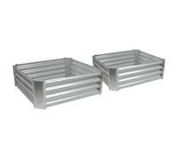 Harbour Housewares Raised Garden Beds - 2x Square Bottomless Galvanised Steel Planter 90 x 90cm in Silver | Size: 90 x 90 cm Harbour Housewares Silver 90 x 90 cm