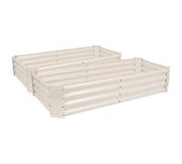 Harbour Housewares Rectangle Galvanised Steel Outdoor Raised Garden Beds Planter Large - 180Cm X 90Cm - Ivory - Pack Of 2