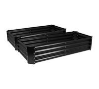 Harbour Housewares Rectangle Galvanised Steel Outdoor Raised Garden Beds Planter Large - 180Cm X 90Cm - Anthracite - Pack Of 2