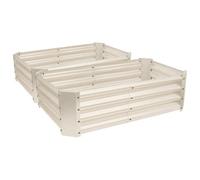 Harbour Housewares Rectangle Galvanised Steel Outdoor Raised Garden Beds Planter Medium - 120Cm X 60Cm - Ivory - Pack Of 2
