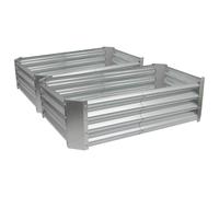 Harbour Housewares Rectangle Galvanised Steel Raised Garden Bed - 120cm x 60cm - 2pc in Silver | Size: 120 cm x 60 cm Harbour Housewares Silver 120 cm x 60 cm