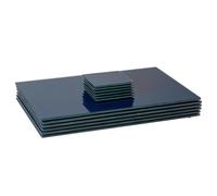 Harbour Housewares Rectangle Glass Placemats & Square Coasters Set - 40cm x 30cm - Hague Blue - 12pc Tempered Heat-Resistant Non-Slip Rectangle Indoor Home Kitchen Table Plate Place Mat Mats Set