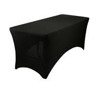 Harbour Housewares Rectangular Spandex Fitted Tablecloth - 6Ft (180Cm) - Black - 1X Elasticated Stretchy Table Cloth Cover