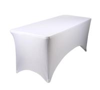 Harbour Housewares Rectangular Spandex Fitted Tablecloth - 6Ft (180Cm) - White - 1X Elasticated Stretchy Table Cloth Cover