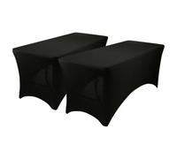 Harbour Housewares Rectangular Spandex Fitted Tablecloths - 6Ft (180Cm) - Black - 2X Elasticated Stretchy Table Cloth Cover