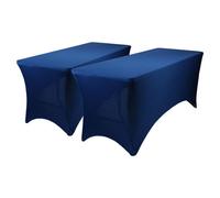Harbour Housewares Rectangular Spandex Fitted Tablecloths - 6Ft (180Cm) - Blue - 2X Elasticated Stretchy Table Cloth Cover