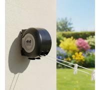 Harbour Housewares Retractable Dual Cord Washing Line - 30M - Black Wall Mounted Indoor Outdoor Clothesline Twin Clothes Airer