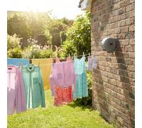 Harbour Housewares 2 x 15m Retractable Dual Cord Washing Line - Grey Heavy Duty Wall Mounted Extendable Clothesline Twin Clothes Airer - Indoor Outdoor Laundry Drying Reel with Strong PVC Cords