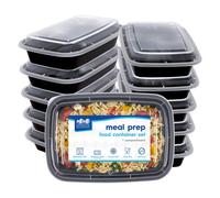 Harbour Housewares Reusable Meal Prep Containers - 1 Compartment (1120ml) - Pack of 10 in Black Harbour Housewares Black