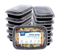 Harbour Housewares Reusable Meal Prep Containers with Lids - Pack of 10, 1120ml BPA-Free Food Storage Boxes, Stackable Microwave, Freezer & Dishwasher Safe Lunch Boxes for Meal Preparation