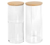 Harbour Housewares Reusable Plastic Bathroom Canister 2-Piece Set with Bamboo Lid in Clear Harbour Housewares Clear