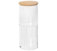 Harbour Housewares Reusable Plastic Stacking Bathroom Canister with Bamboo Lid in Clear Harbour Housewares Clear