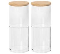 Harbour Housewares Reusable Plastic Stacking Bathroom Canisters with Bamboo Lid - Pack of 2 in Clear Harbour Housewares Clear