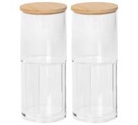 Harbour Housewares Reusable Plastic Stacking Bathroom Canisters With Bamboo Lid - Pack Of 2 Toiletry Storage Organisers