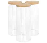 Harbour Housewares Reusable Plastic Tall Cotton Pad Holders With Bamboo Lid - Pack Of 3
