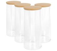 Harbour Housewares Reusable Plastic Tall Cotton Pad Holders With Bamboo Lid - Pack Of 4