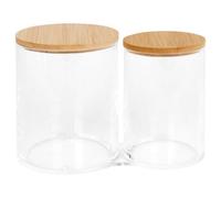 Harbour Housewares Reusable Plastic Twin Bathroom Canister With Bamboo Lid