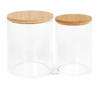 Harbour Housewares Reusable Plastic Twin Bathroom Canister with Bamboo Lid in Clear Harbour Housewares Clear