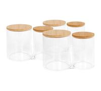 Harbour Housewares Reusable Plastic Twin Bathroom Canisters With Bamboo Lid - Pack Of 3